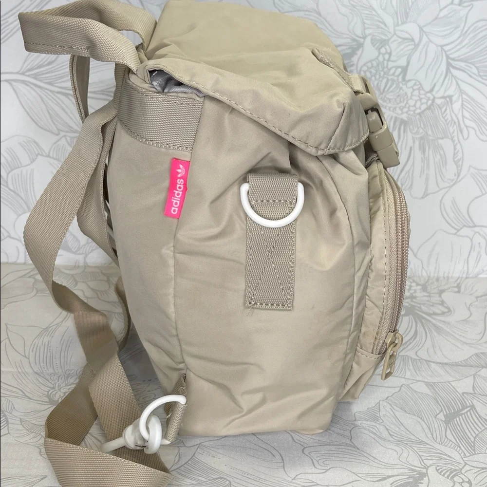 Adidas Originals Micro Beige Backpack with Pink Drawstring - Picture 2 of 7